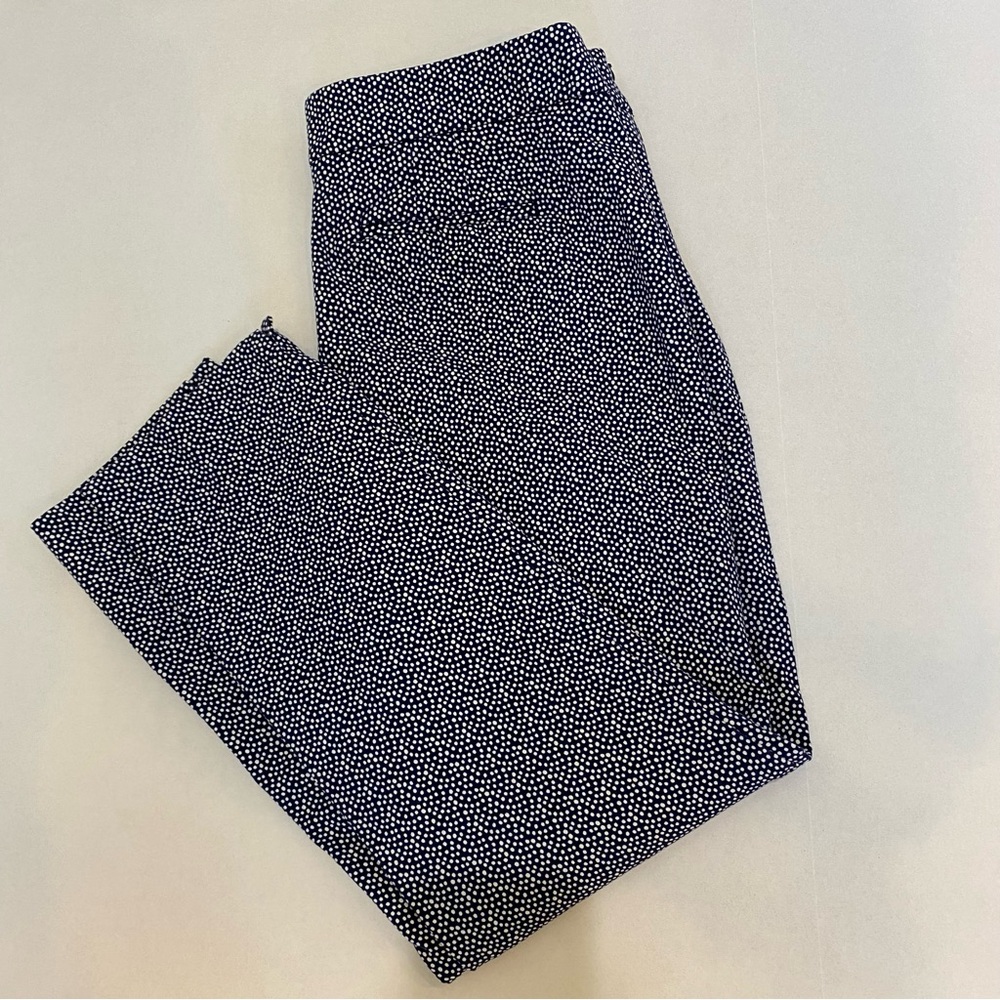 Talbots Chatham Ankle Pant Size 10P Navy and White Dot Slim Leg
